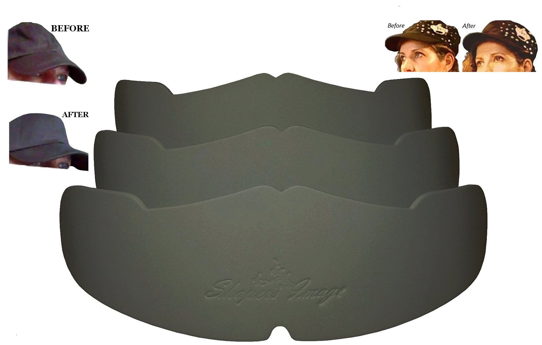 3Pk. Black Manta Ray Baseball Caps Crown Inserts for Low Profile Caps