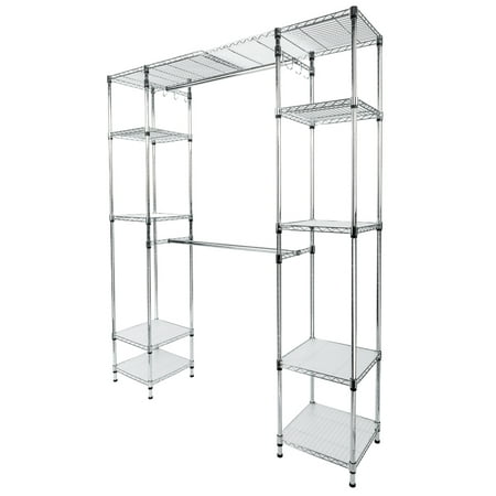 ZeAofa Custom Closet Organizer Shelves System Kit Expandable Clothes Storage Metal