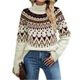 thumbnail image 2 of Women's Knitted Retro Round Neck Loose Pullover Sweater for Fall Winter Timeless Pieces,Beige,L, 2 of 5