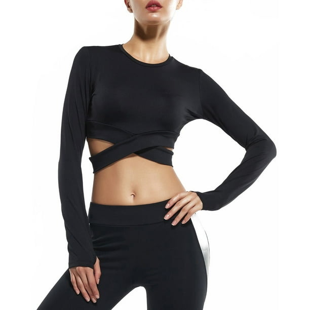 black workout crop top