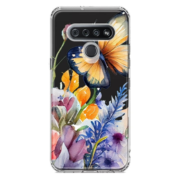 MUNDAZE LG K51 Shockproof Clear Hybrid Protective Phone Case Summer Flowers Butterfly Purple Lilac Floral Cover
