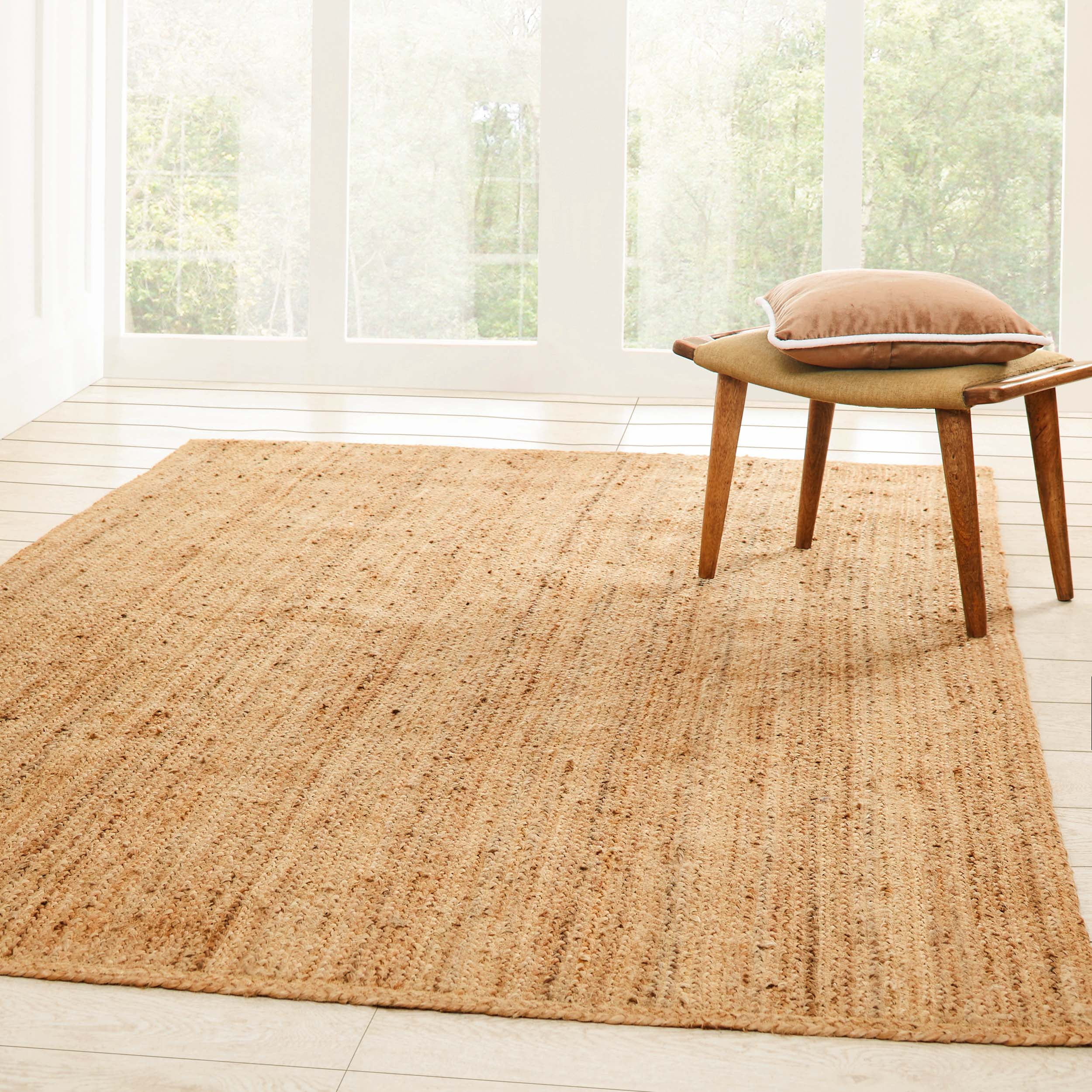 Farmhouse Handwoven Natural Jute Area Rug, 6' x 9'