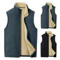 thumbnail image 2 of comerut Men Winter Casual Sleeveless Jacket Stand Collar Warm Fleece Lining Waistcoat Pockets Zipper Placket Vest Coat, 2 of 8