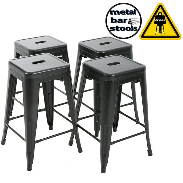 Bar Stools Counter Stool Barstools 24âIndustrial Metal Bar Stools Set of 4 Stackable Modern 