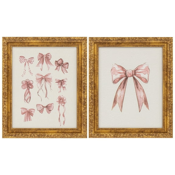 My Texas House Pretty Pink Bows Framed Art 2pc Set 10x12