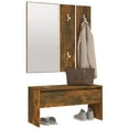 thumbnail image 2 of vidaXL Hallway Furniture Set Smoked Oak Engineered Wood, 2 of 5