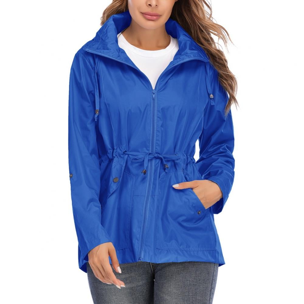 Women's Waterproof Raincoat Lightweight Rain Jacket Hooded Windbreaker