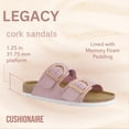 thumbnail image 5 of Cushionaire Legacy Cork Footbed Leather Sandals for Women – Genuine Leather Double Strap Slides with Adjustable Buckles + Memory Foam, 5 of 11