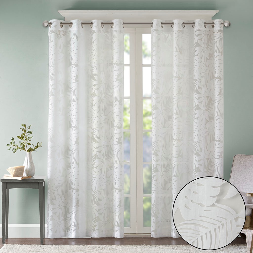 Burnout Window Sheer White 50"x63"