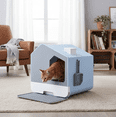 thumbnail image 4 of Arenero para gato cerrado en forma casa tamaño mediana de fácil limpieza color Azul con pala Ajolopet, 4 of 13