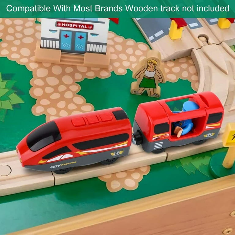 Battery Operated Train for Wooden Train Track, EVERDIJ Electric Locomotive  Train Set with Driver, Compatible with Thomas, Brio, Chuggington, Bullet  Train Toys for Toddlers (Magnetic Connection) 