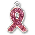 thumbnail image 1 of Sterling Silver 16" 1mm Pink Crystal Bling Breast Cancer Awareness Ribbon Pendant Necklace, 1 of 2