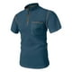 thumbnail image 1 of Blusa y camisa de cuello alto de manga corta para hombre, informal, de verano, a la moda, de color liso, con bolsillos y botones, blusa de cuello alto para hombre., 1 of 5