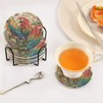 thumbnail image 4 of 6 Pcs Drink Coasters with Holder 3.94in Woven Coasters for Drinks Colorful Beautiful Parrots Coaster Set for Protection Table, 4 of 7