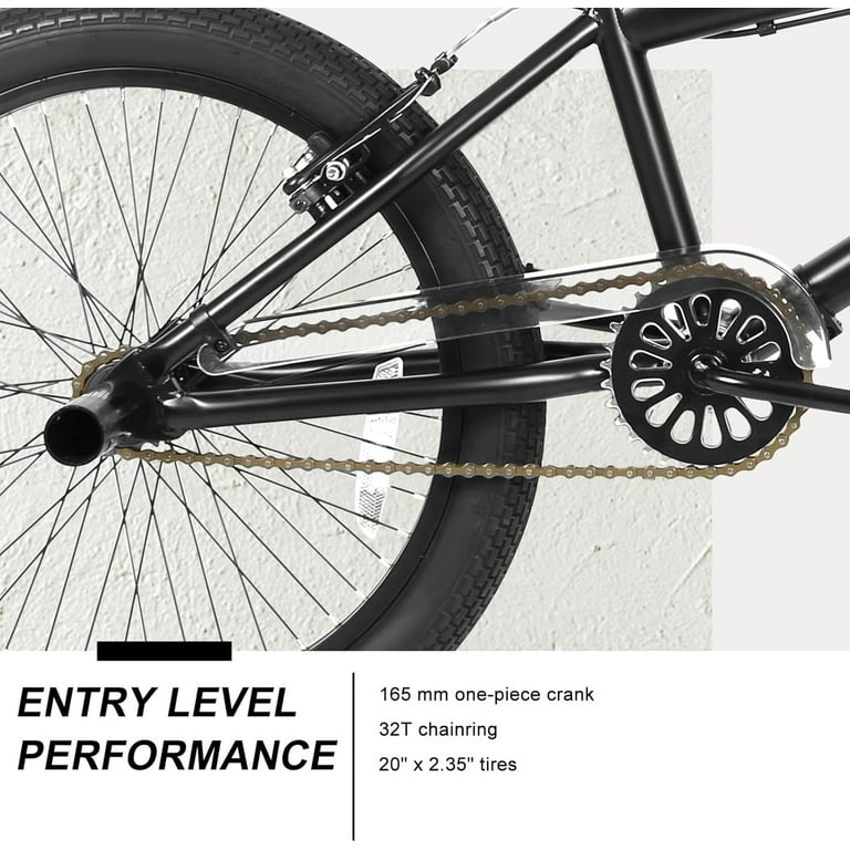 WEIZE Freestyle BMX Bike, 20 inch Black Trick Bicycle for