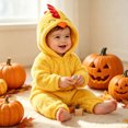 thumbnail image 4 of Krdevn Chicken Plush Hooded Onesie Full Zip Animal Long Sleeve Jumpsuit for Kids Party Outfit Yellow,3-6 Months, 4 of 9