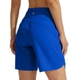 thumbnail image 4 of Women's 7" Athletic Running Long Shorts Workout Hiking Shorts Quick Dry High Waisted Active Zipper Pocket(Blue,M）, 4 of 7