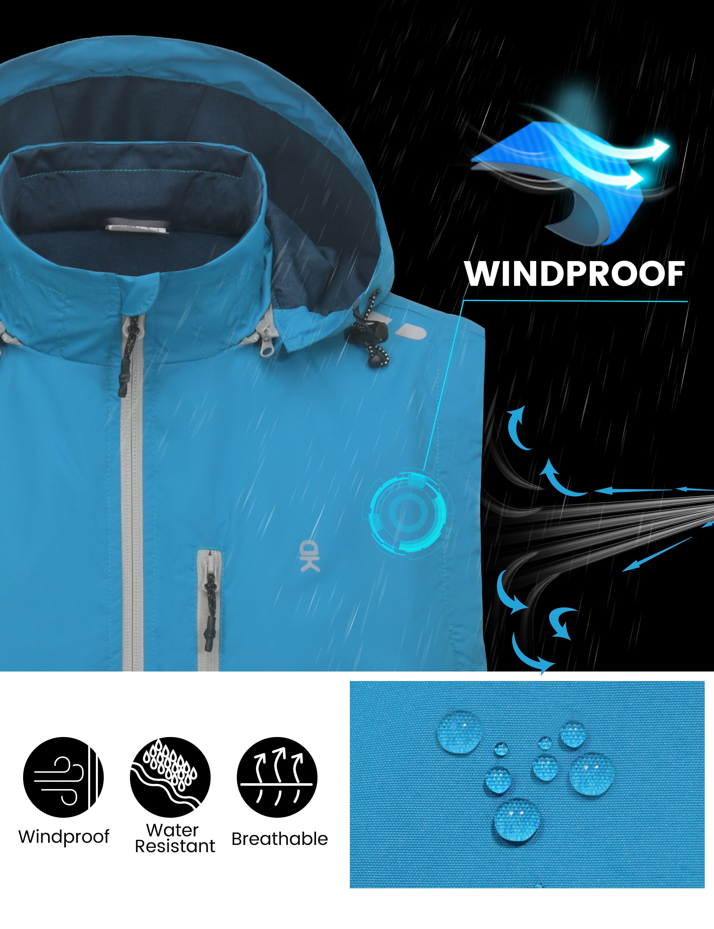 Little Donkey Andy Men's Lightweight Softshell Vest Detachable Hood Windproof Golf Sleeveless Jacket for Hiking Running Blue L