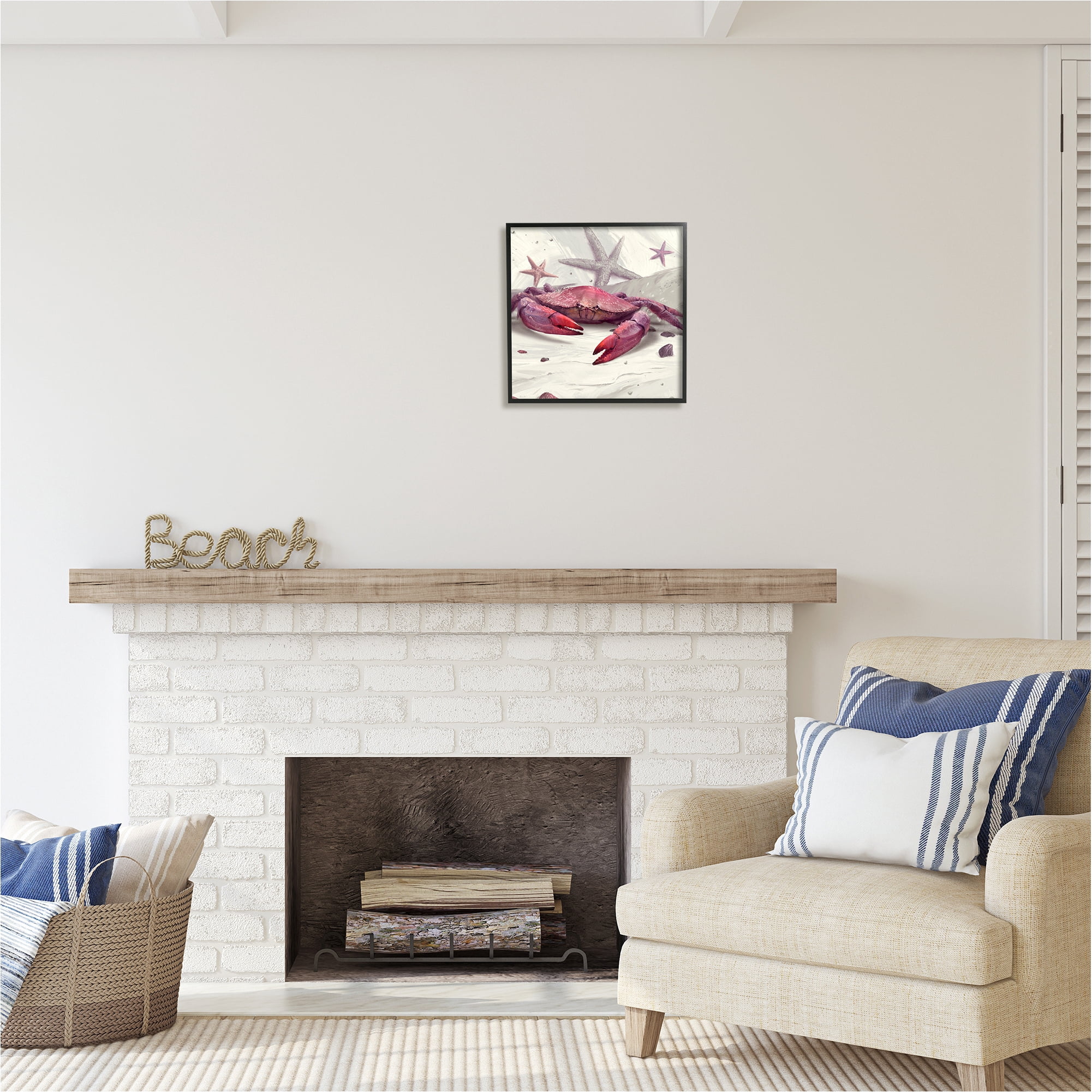 Stupell Industries Detailed Red Crab Animals & Insects Painting Black Framed Art Print Wall Art, 17 x 17