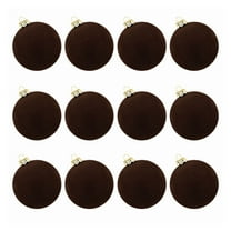 Taotanxi Christmas Velvet Balls 1.97" Flocked Christmas Hanging Ornaments Handmade Velvet Balls Xmas Tree Ornaments Xmas Tree Bulbs for Wedding Anniversary Party(Coffee Color,12 Pcs)