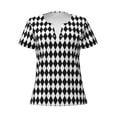 thumbnail image 3 of Naloa Black And White Diamonds Print T-Shirts Short Sleeve V Neck Tees for Women Fashion Tops Trendy Lightweight Soft Casual Summer Outfits Clothes, 3 of 5