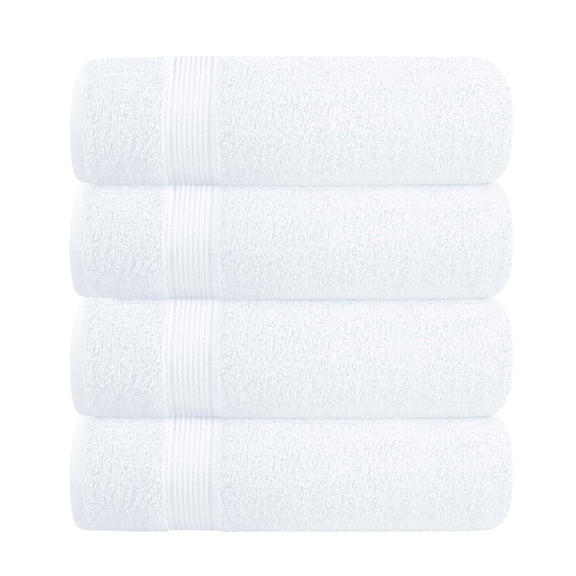BELZZI Home Ultra Soft 4 Pack Oversized Bath Towel Set 27x54, Cotton Compact Bath Towels, Highly Absorbant Eco-Friendly Quickdry & Lightweight Towel, Ideal for Gym Travel Camp Pool - White