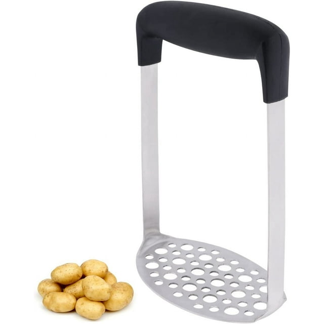 Nvzi Machacador de patatas de acero inoxidable, el mejor prensador de patatas con mango horizontal, para alisar puré de patatas, verduras y frutas
