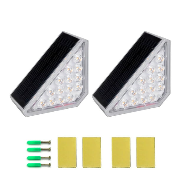 Tignapoo Dual-Pack Solar-Powered Step Lights with Enhanced Battery Life, IP68 Waterproof, Warm White LED, Light Sensor Activation, ABS & PC Construction
