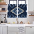 thumbnail image 2 of Blue Boho Kitchen Curtains Short 45 Inch Length, Aztec Southwest Abstract Geometric Motifs Grommet Top Bedroom Living Room Curtains, Light Filtering Cafe Curtain Drapes 2 Panels Set 84''x45'', 2 of 9