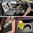 thumbnail image 6 of Binienty Dog Paw Car Seat Covers Front And Rear Boho Floral Car Seat Covers Full Set with Steering Wheel Cover Armrest Cushion Pad Headrest Covers Seatbelt Pads Auto Interior Accessories Set, 6 of 7