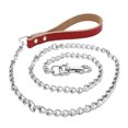 thumbnail image 2 of Flmtop Pet Traction Rope Cowhide Handle Anti-bite Iron Pet Leash Chain with Buckle Pet Supplies Red, 2 of 9
