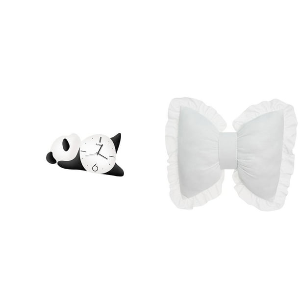 Reloj de pared,Reloj de pared de panda,decoración para el hogar,lindo y creativo.,Cojín con lazo bonito,Cojín con forma de lazo,lindo cojín decorativo con lazo,Funda de almohada suave con