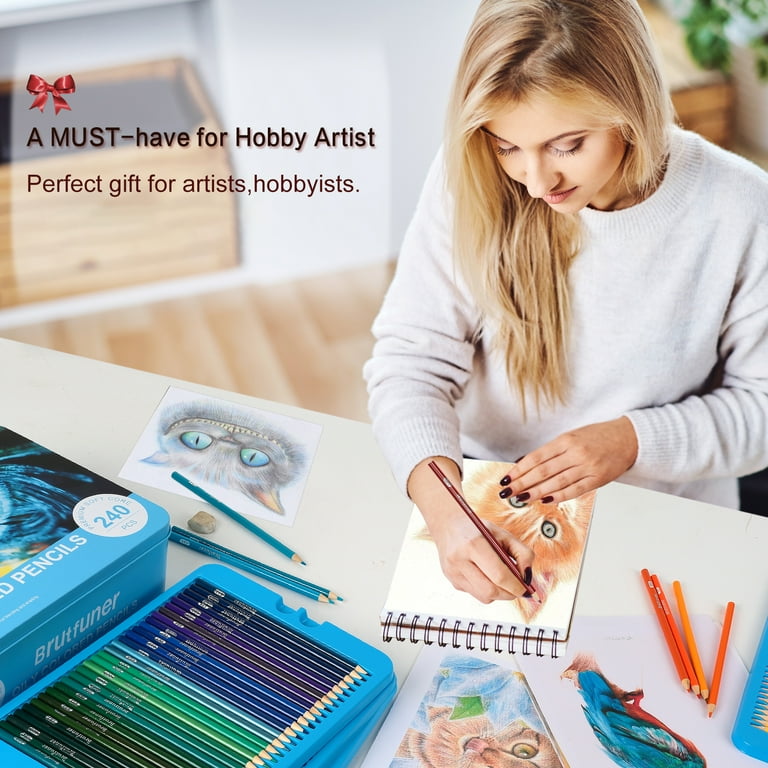 240 Color Artist Colored Pencils Set, Soft Core, Professional