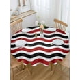 thumbnail image 2 of Round Tablecloth Geometric Striped Pattern Waterproof Oil Proof Polyester Table Cloth Cover Decor for Home Dining Outdoor,Patio,Parties, 54" Dia. Red Black Wave Pattern, 2 of 9