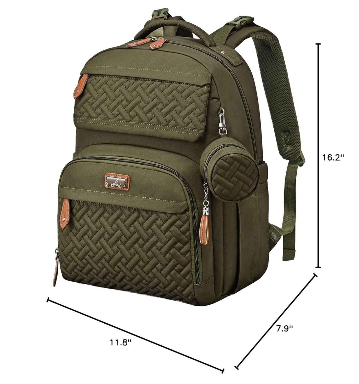 BabbleRoo Diaper Bag Backpack, Travel Backpack, Pacifier Case & Stroller Straps, Multifunction, Waterproof, Unisex – Army Green