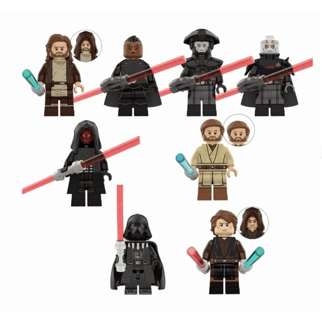Paquete de Figuras de Bloques de Construcción: 8 Héroes Espaciales Mini – Incluye Maestro Jedi y Guerreros Estelares, Juguete de Plástico ABS para Colección y Juego