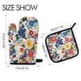 thumbnail image 2 of Yayeee Oven Mitts and Pot Holder Set of 4 Heat Resistant Kitchen Gloves Baking Hot Pad, Red Japanese Floral Pattern, 2 of 5