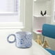 thumbnail image 5 of Taza nórdica con asa grande para pendientes, taza para café, té, arrugada a mano, para bebidas frías, fácil de usar Tinta azul splash, 5 of 9