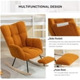 thumbnail image 4 of BISHE Adjustable Rocking Chair with Footrest - Plush Teddy Fabric Glider Recliner, High Back Ergonomic Rocker Chair for Living Room & Bedroom, Easy Assembly, Storage Pocket, Caramel, 4 of 8