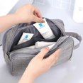 thumbnail image 3 of Travel Toiletry Wash Bag Dry & Wet Separation Gym Shaving Organiser Bag with 3 Compartments (Grey), 3 of 5