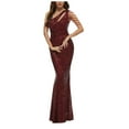 thumbnail image 2 of QATAINLAV Womens Sequin Evening Dress Sexy Sleeveless Off Shoulder Mermaid Prom Dresses Shining Cocktail Dress for Wedding Party Mother's Day Gifts Wine M, 2 of 4