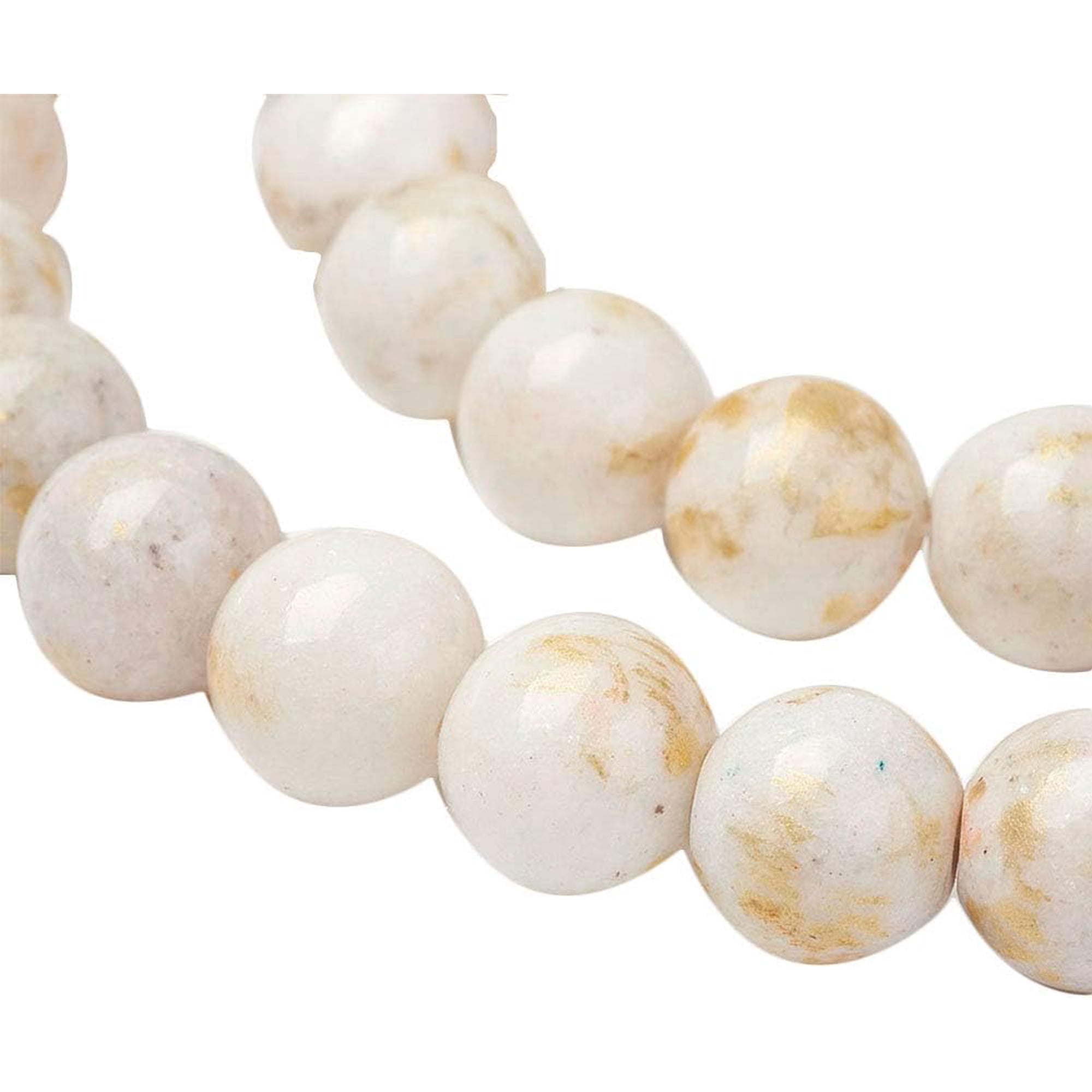 5 Strands Floral White Beads Strands Round Charms Dyed Beads Natural Mashan Jade Beads Strands for Jewelry Making
