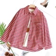 thumbnail image 2 of Telankuip Red White Plaid Shirts for Men Preppy Relaxed Fit Button down Long Sleeve Shirt Spring and Summer Retro Style Lightweight Casual Check Print Loose Top with Pocket Red XL, 2 of 3