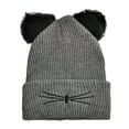 thumbnail image 3 of Womens Cute Cat Ear Hat with Embroidered Warm Knit Crochet Beanies Hat, 3 of 4
