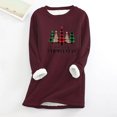 thumbnail image 1 of Chandails à Capuchon & Chandails en Molleton Aqestyerly Hauts pour Femmes Hiver Noël Col Rond Poche Épaissie Peluche Chaude Manches Longues, 1 of 1