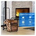 thumbnail image 5 of Firewood Rack with Wheels, Wood Fireplace Wood Holder with Pneumatic Rubber Tiers, Heavy Duty Steel Dolly Hauler, Outdoor & Indoor Firewood for Fireplace, , Black, 5 of 8