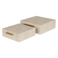 thumbnail image 6 of Contemporary Home Living Set of 2 White Square Faux Shagreen Decorative Box with Handles 9.75", 6 of 9