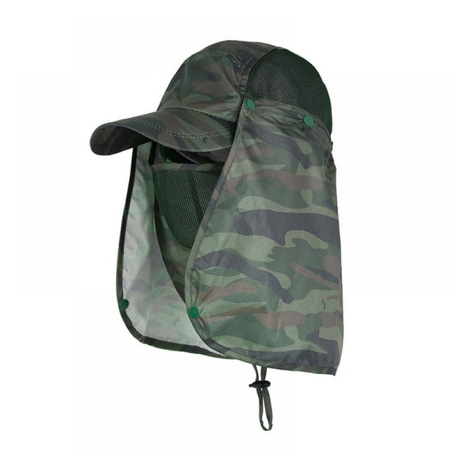 Final Clear Out! Sun Caps Fishing Cap Flap Hats Sunshade UV Protection Caps Removable Neck&Face Flap Cover Caps Black