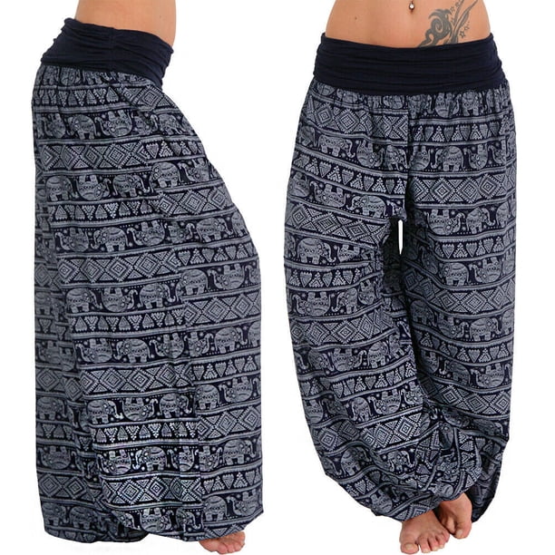 Pantalones holgados de pierna ancha con estampados para mujer, pantalones casuales, pantalones Harlan
