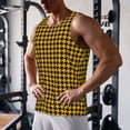 thumbnail image 5 of Balery Retro Yellow and Black Houndstooth Pattern Men's Workout Tank Top Gym Muscle Tee Fitness Bodybuilding Sleeveless T Shirt Quick Dry Fit Muscle Tank Top Slim-Fit Tank-Large, 5 of 7
